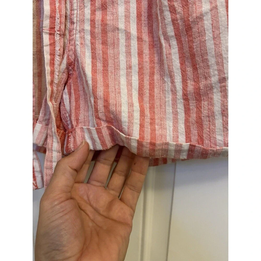 Free People Moon Bay Parachute Shorts Pink New 4 linen blend striped belted - Picture 3 of 9